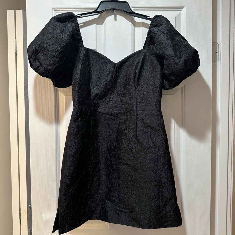 Black Puff Sleeve satin romper